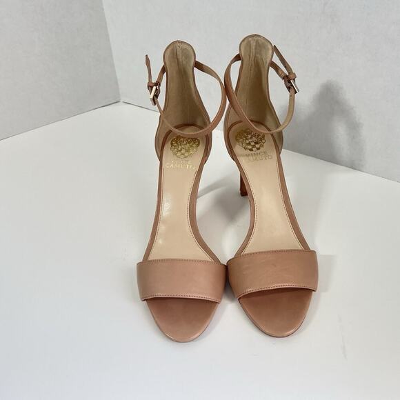 Vince Camuto Court Leather Heels Nude Womens 9 Ankle Strap Stilettos Sandals - Picture 3 of 12